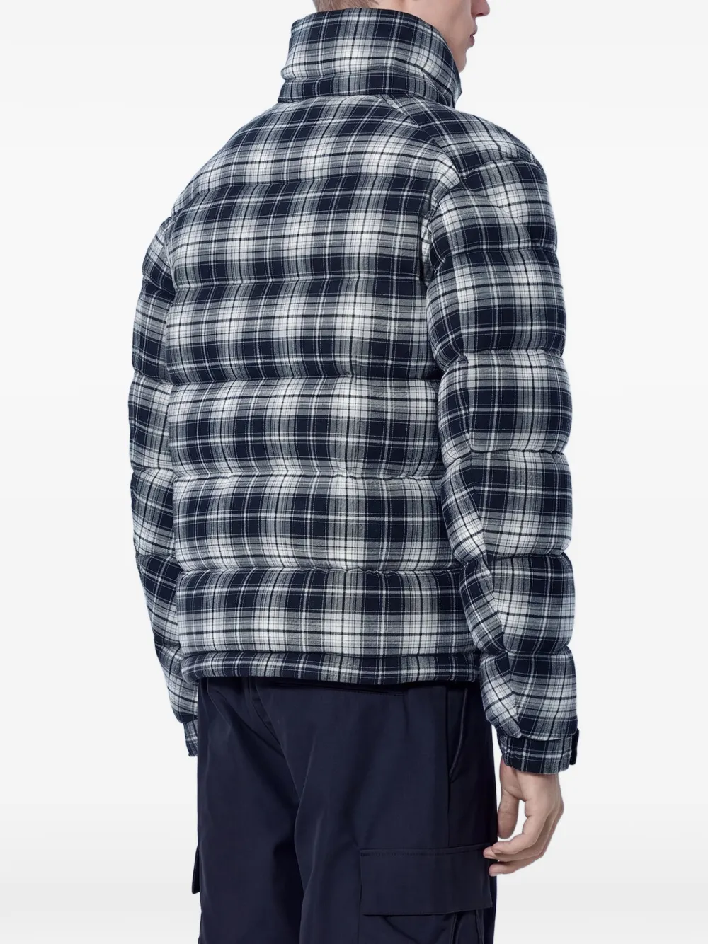 Moncler Airor geruit donsjack met capuchon Zwart