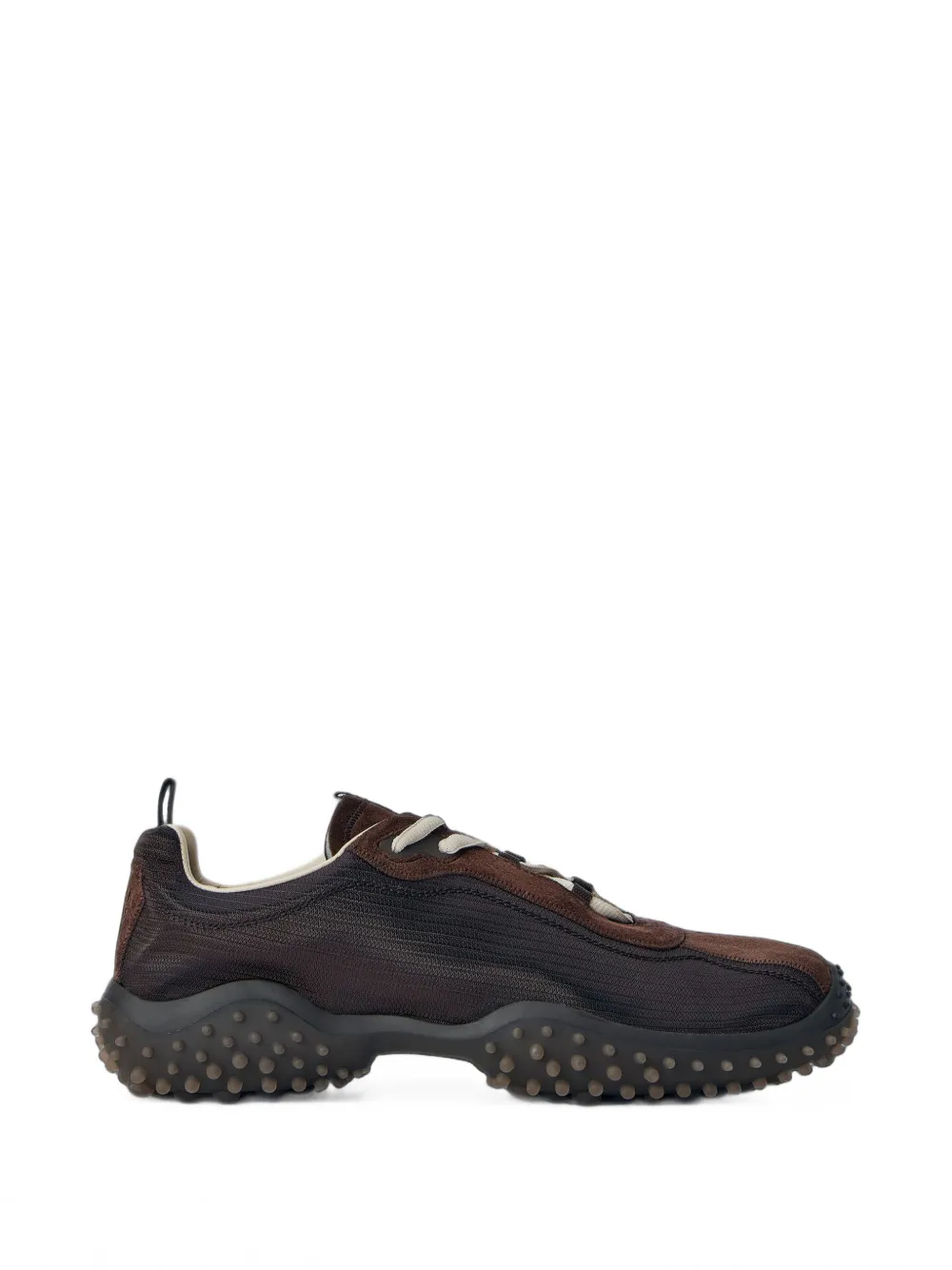 Miu Miu Bubble technical fabric and suede sneakers - Braun