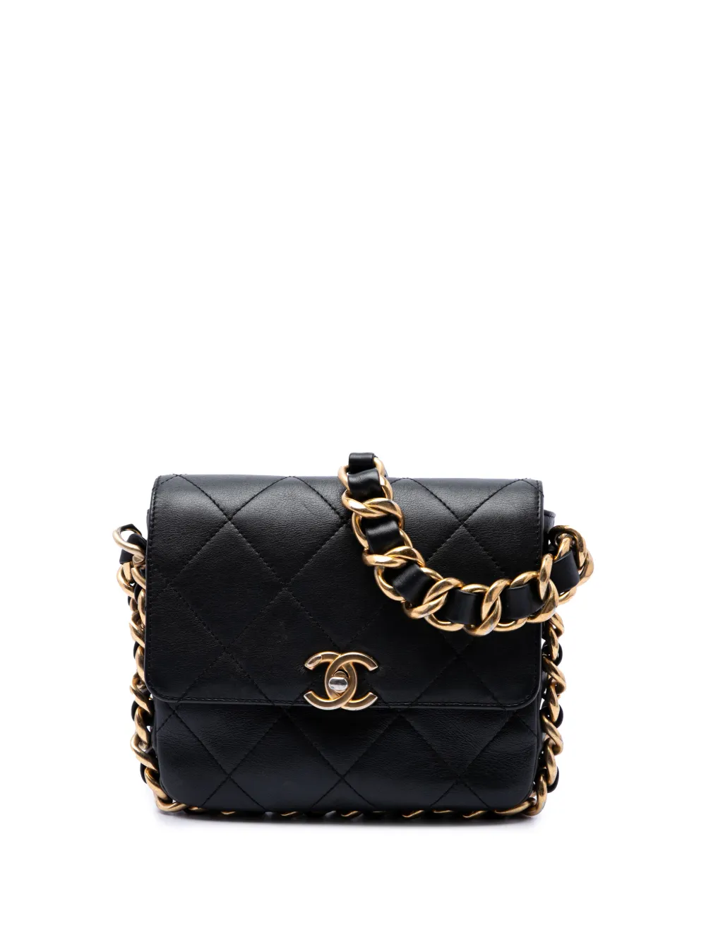 CHANEL Pre-Owned 2021-2026 Small Quilted Calfskin Framing Chain Flap crossbody bag - Nero
