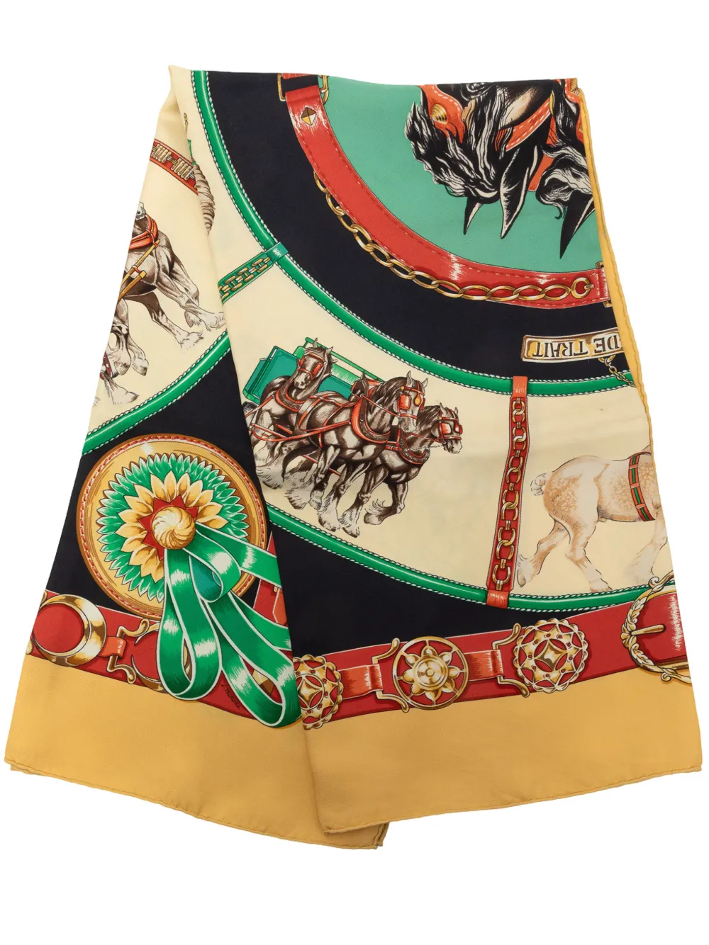 Hermès Pre-Owned 20th Century Chevaux De Trait Silk Scarf 90 scarves - Gelb