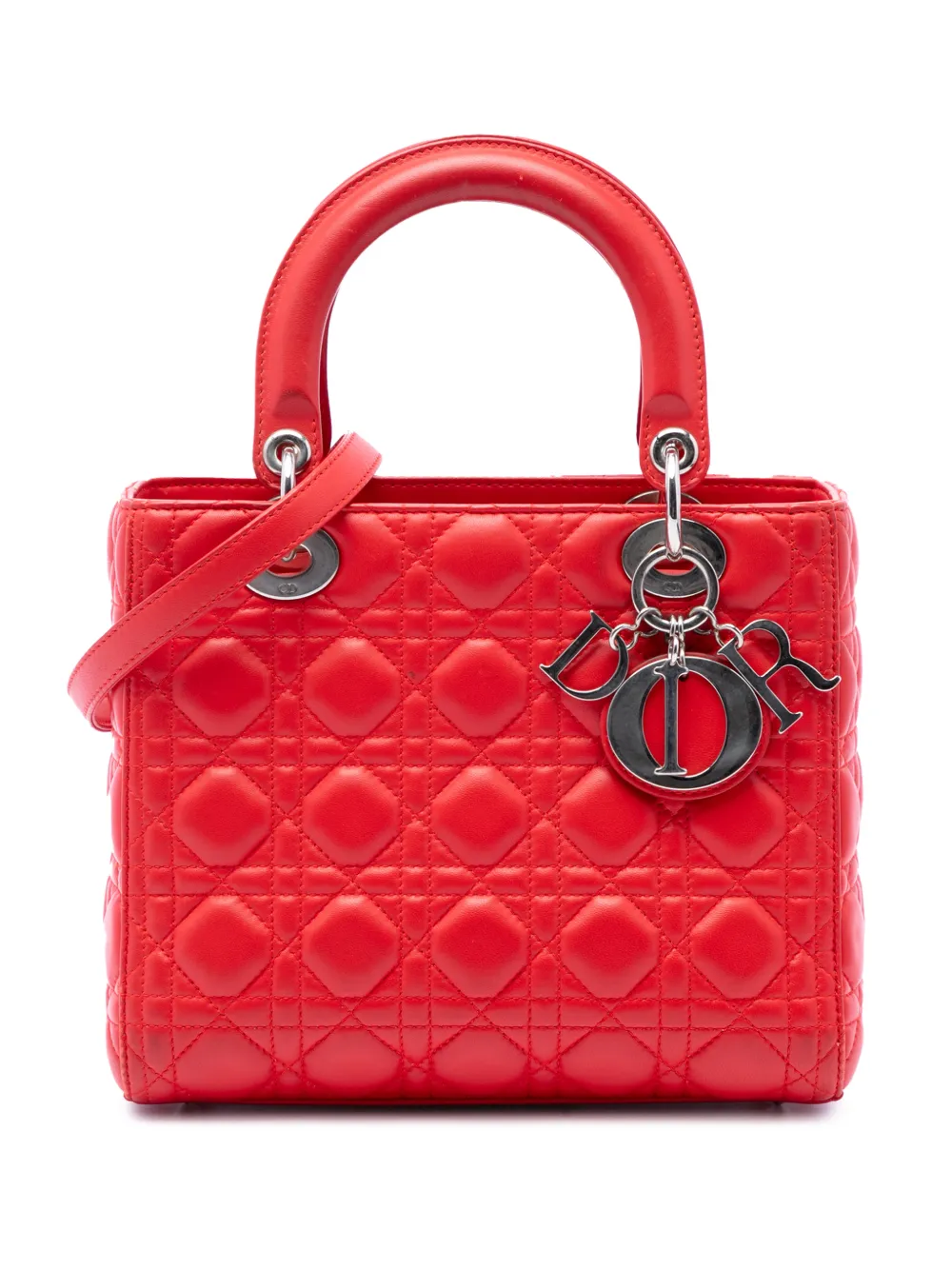 Christian Dior Pre-Owned 2014 Medium Lambskin Cannage Lady Dior satchel - Rot