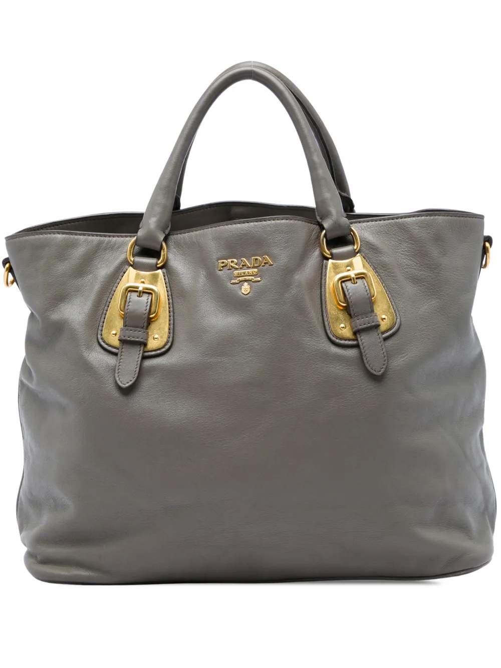Prada Pre-Owned 2010-2026 Soft Calfskin Open Convertible Shopping Tote satchel - Grigio