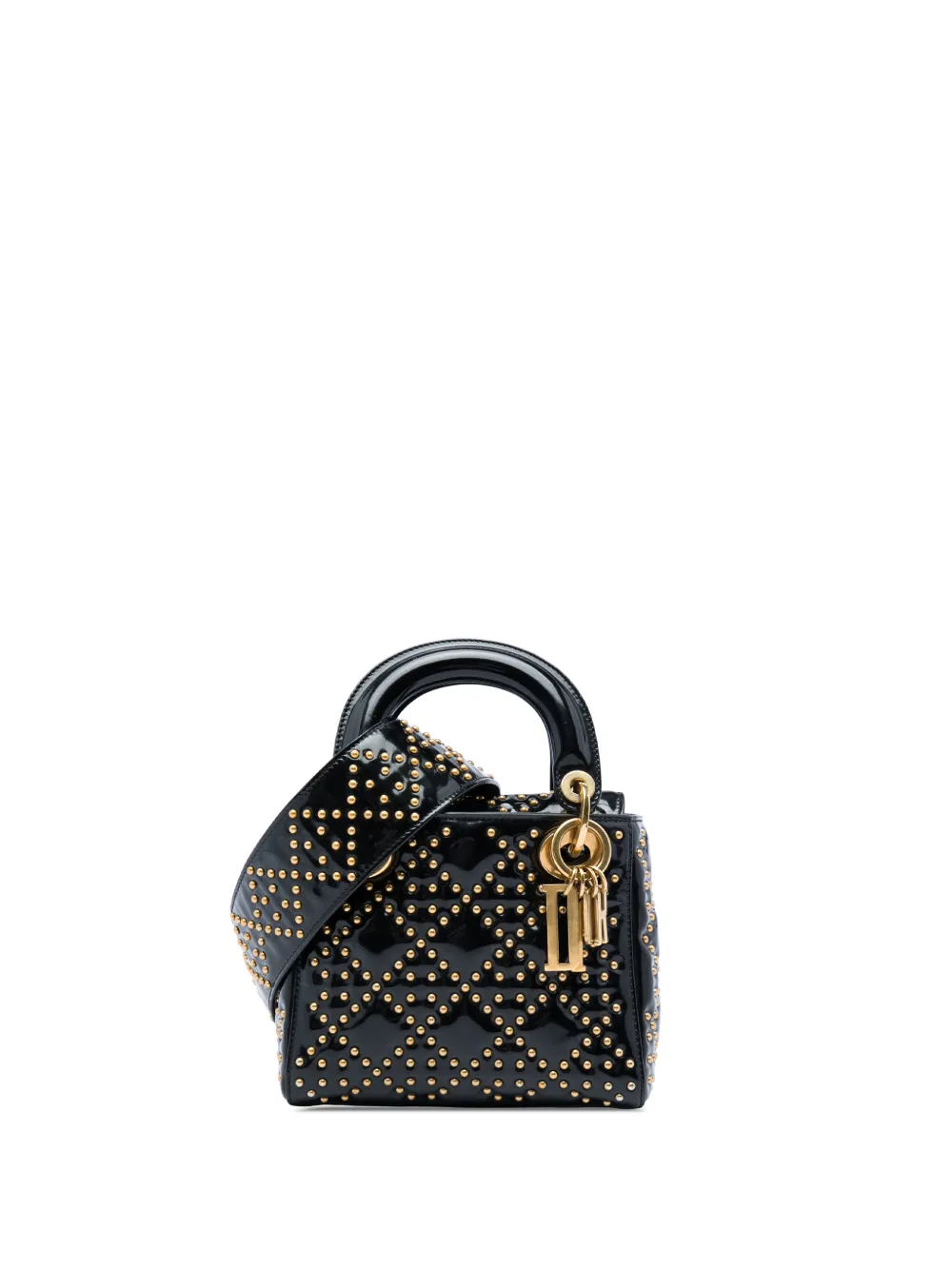 Christian Dior Pre-Owned 2017 Mini Patent Cannage Studded Supple Lady Dior satchel - Schwarz