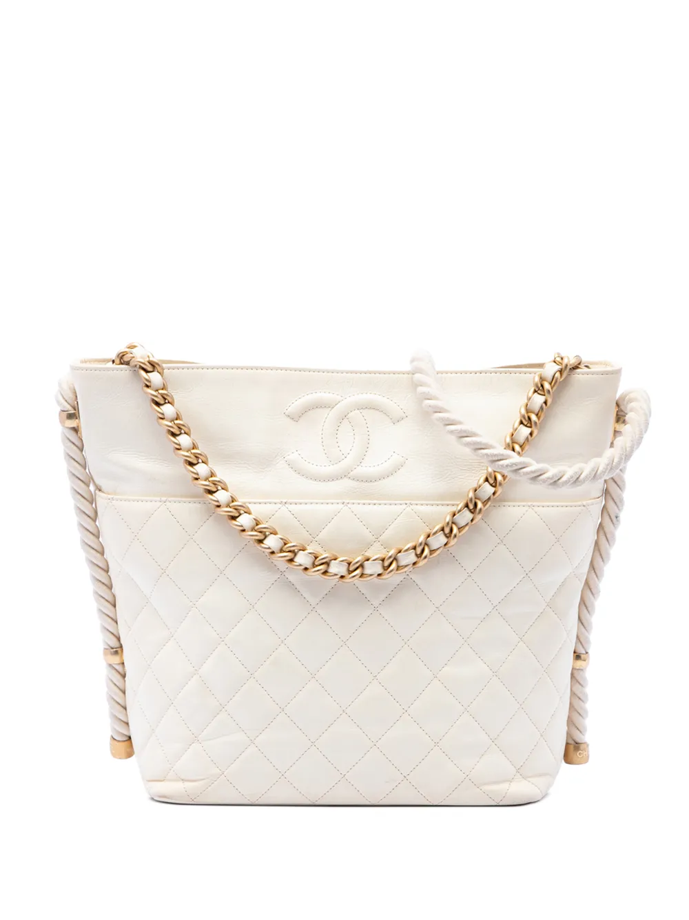 CHANEL Pre-Owned 2019 Crumpled Calfskin En Vogue Rope satchel - Bianco