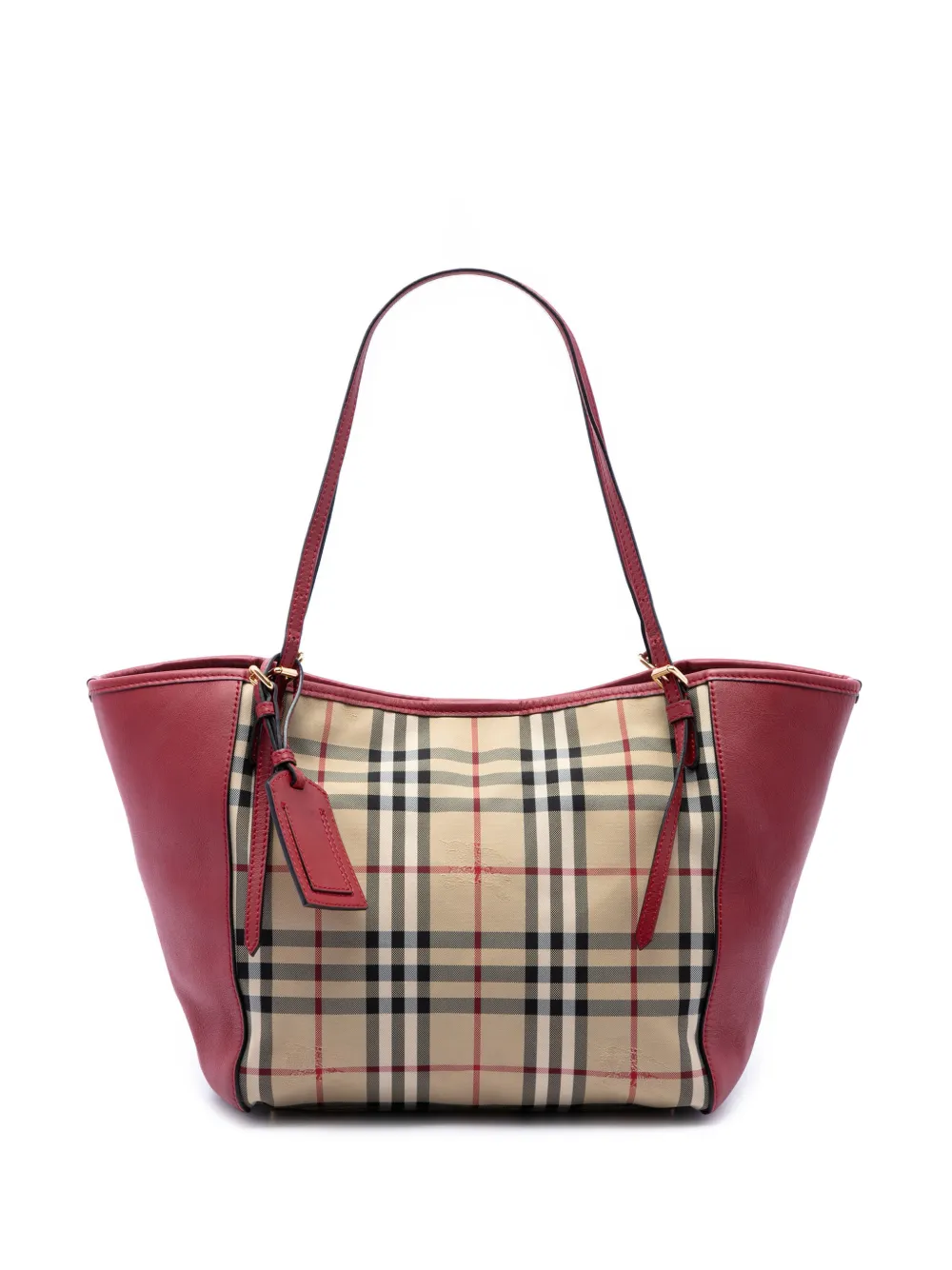 Burberry Pre-Owned 2000-2017 Small Haymarket Check Coated Canvas and Calfskin Canterbury tote bag - Tons neutres Burberry Pre-Owned 2000-2017 Small Haymarket Check Coated Canvas and Calfskin Canterbury tote bag - Tons neutres