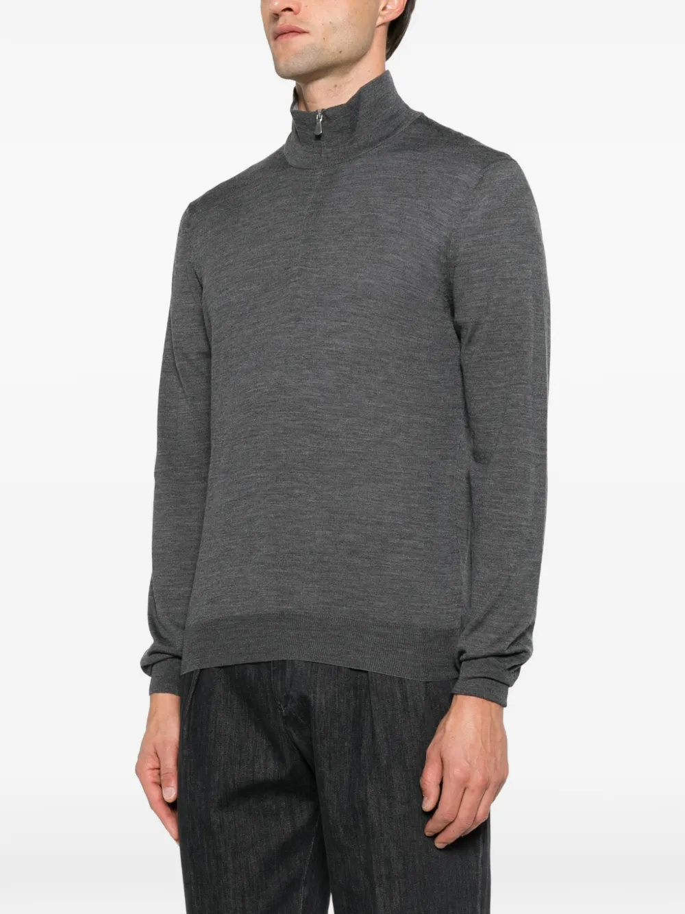Gran Sasso quarter-zip mock-neck sweater Grijs