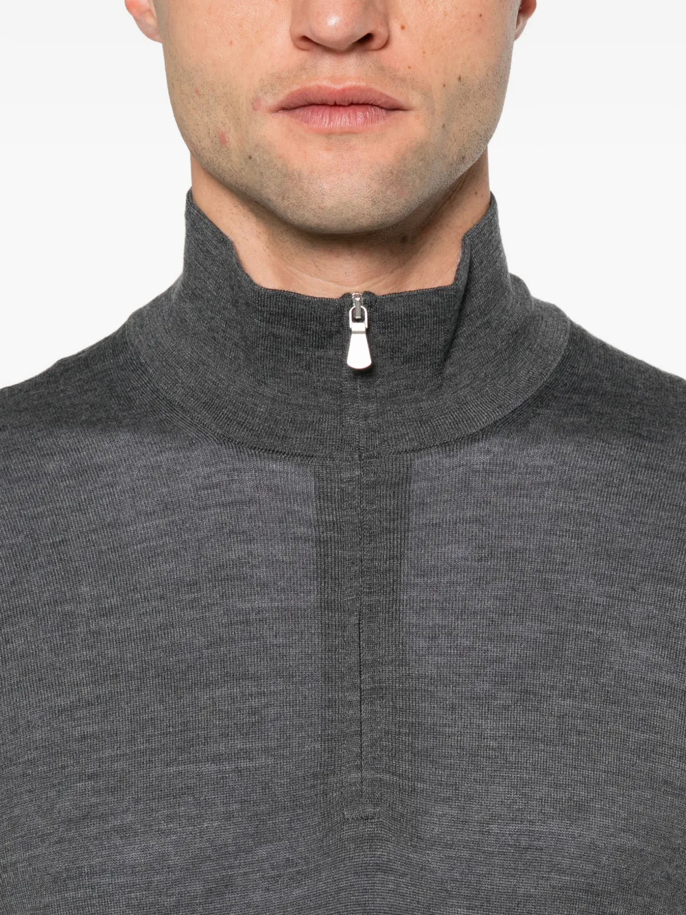 Gran Sasso quarter-zip mock-neck sweater Grijs