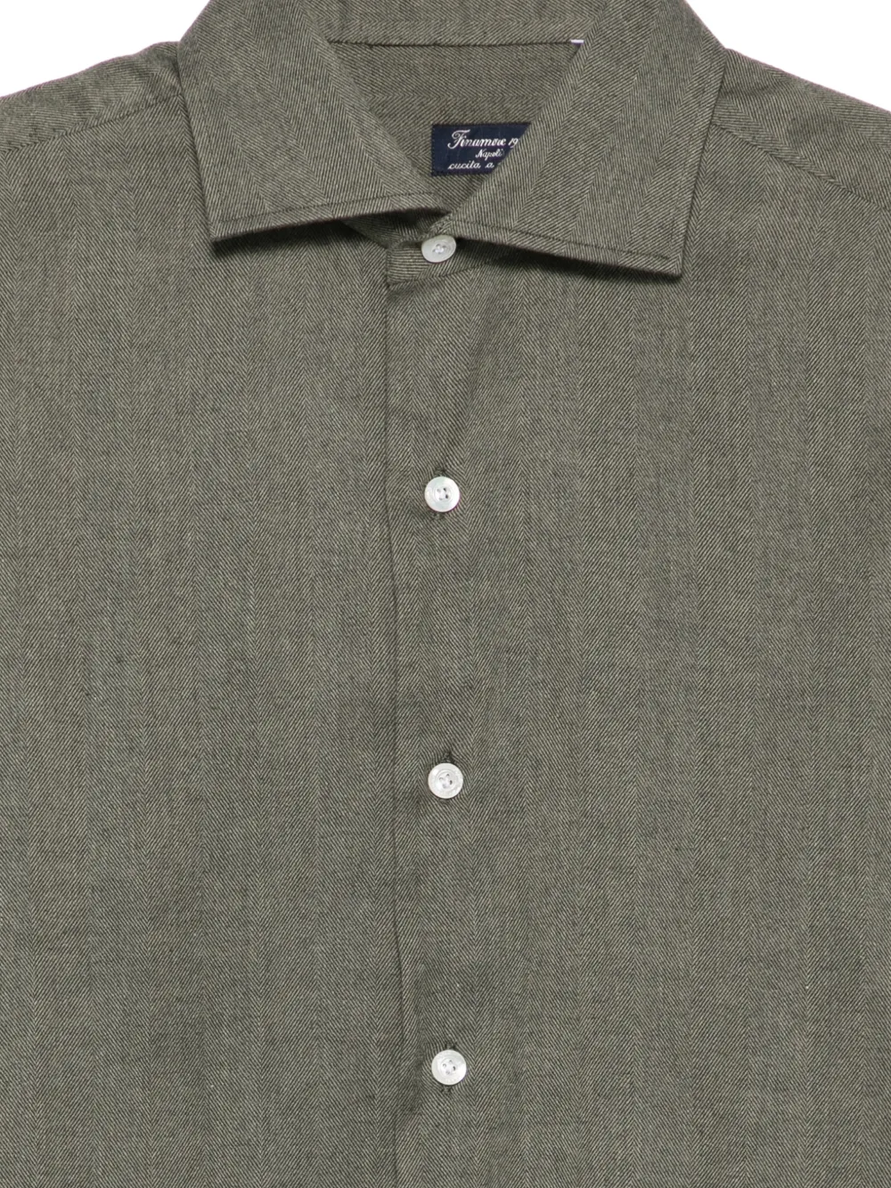 Finamore 1925 Napoli herringbone-pattern shirt Groen