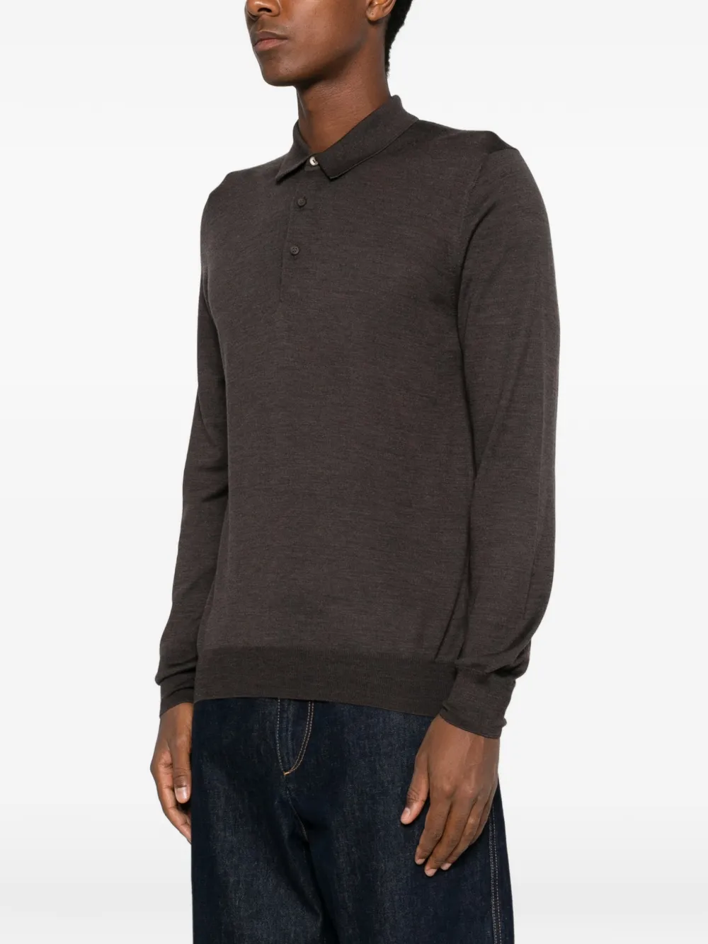 Gran Sasso Poloshirt met lange mouwen Bruin