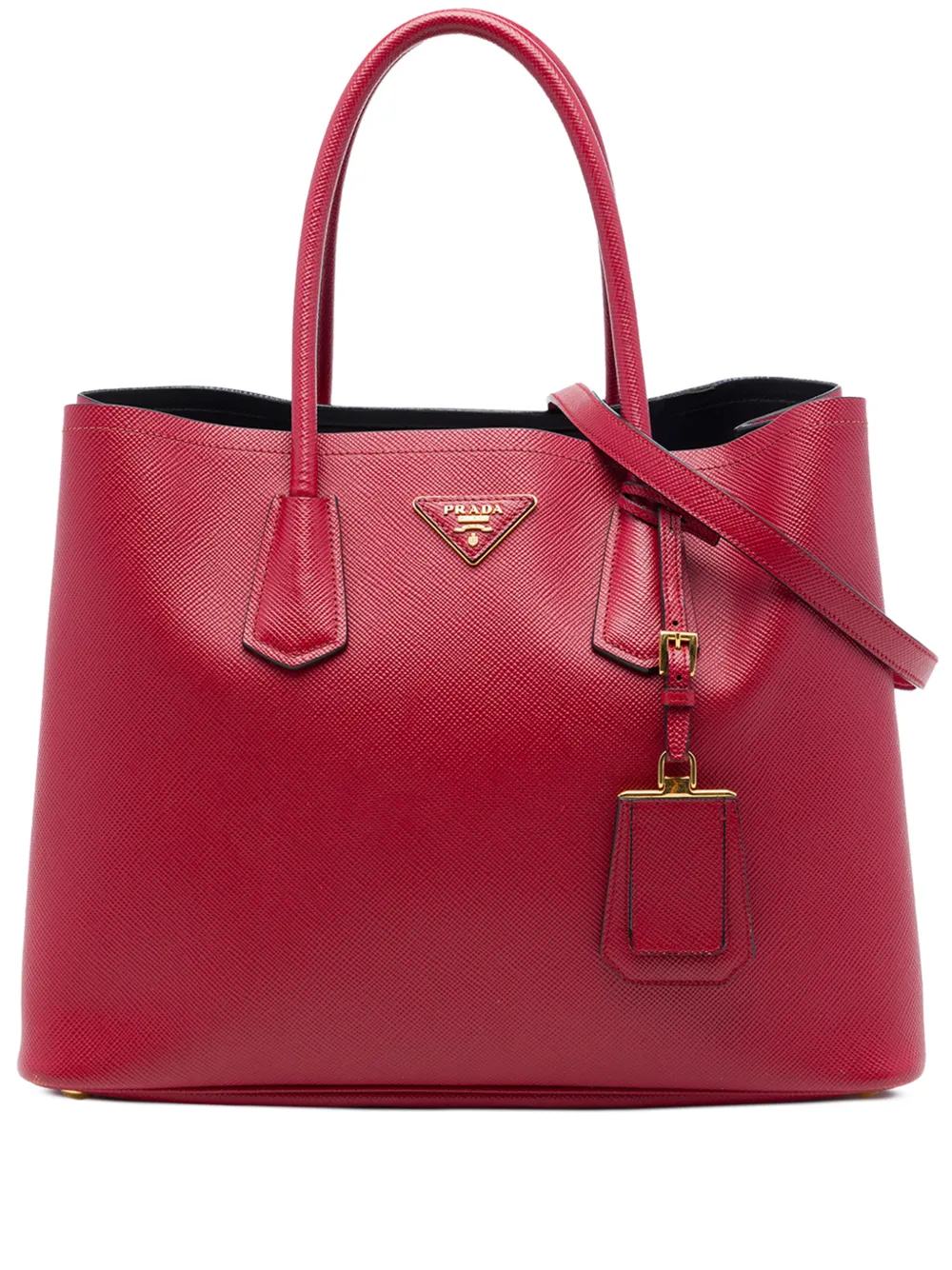 Prada Pre-Owned 2013-2026 Large Saffiano Cuir Double satchel - Rosso