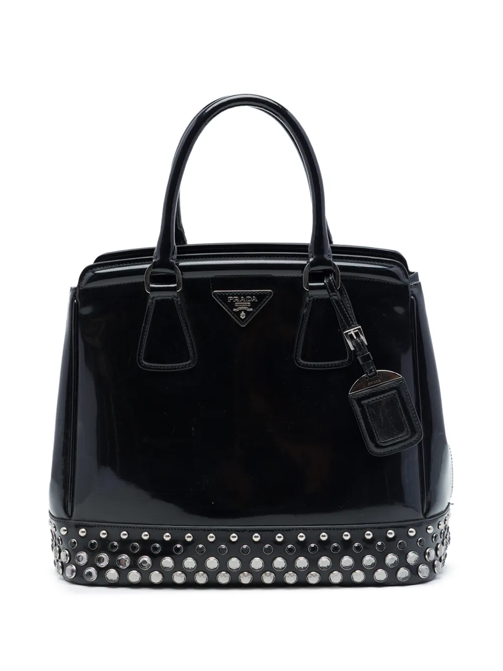 Prada Pre-Owned 2010-2026 Spazzolato Leather Studded Crystal tote bag - Noir Prada Pre-Owned 2010-2026 Spazzolato Leather Studded Crystal tote bag - Noir