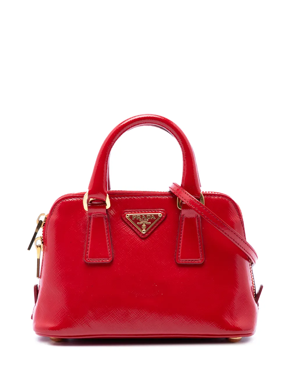 Prada Pre-Owned 2000-2013 Mini Saffiano Vernice Promenade satchel - Rosso