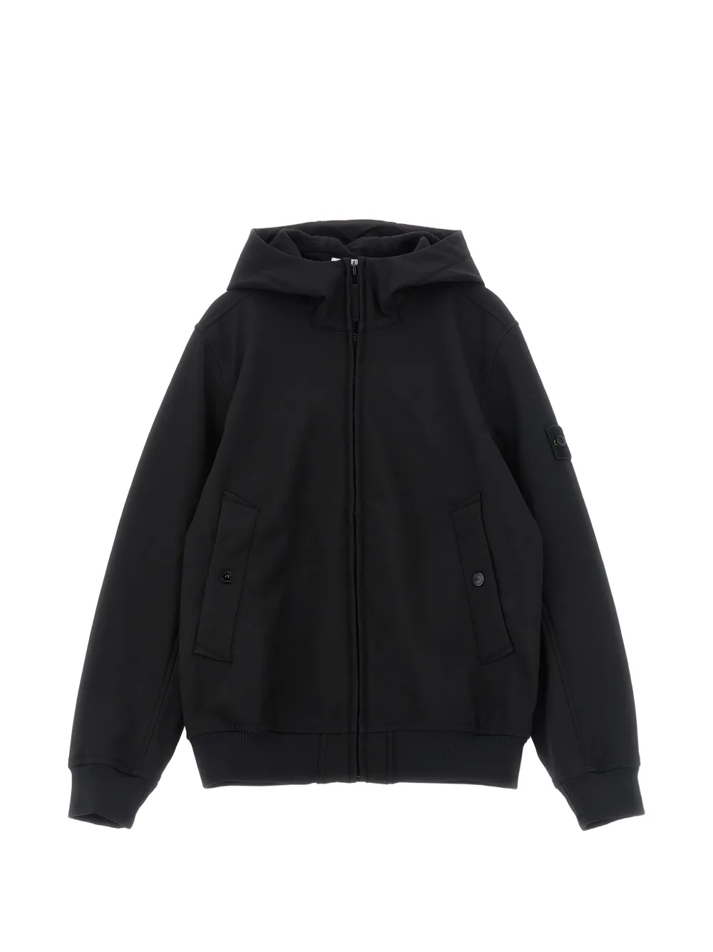 Stone Island Junior Compass-patch hooded jacket - Nero
