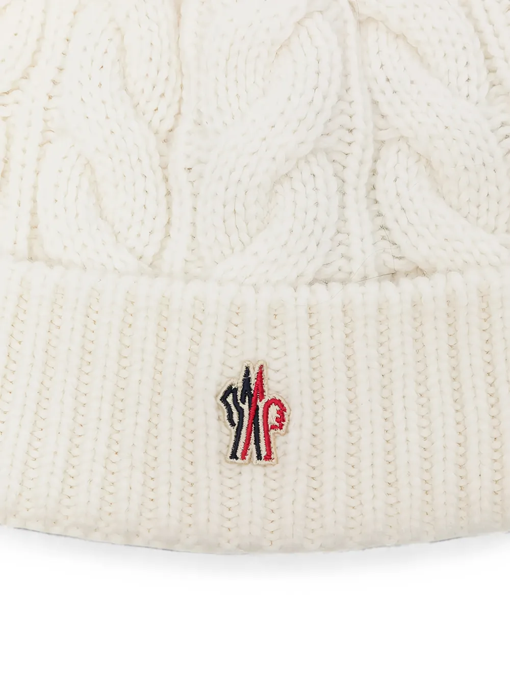 Moncler Grenoble cable-knit pompom beanie hat Bruin