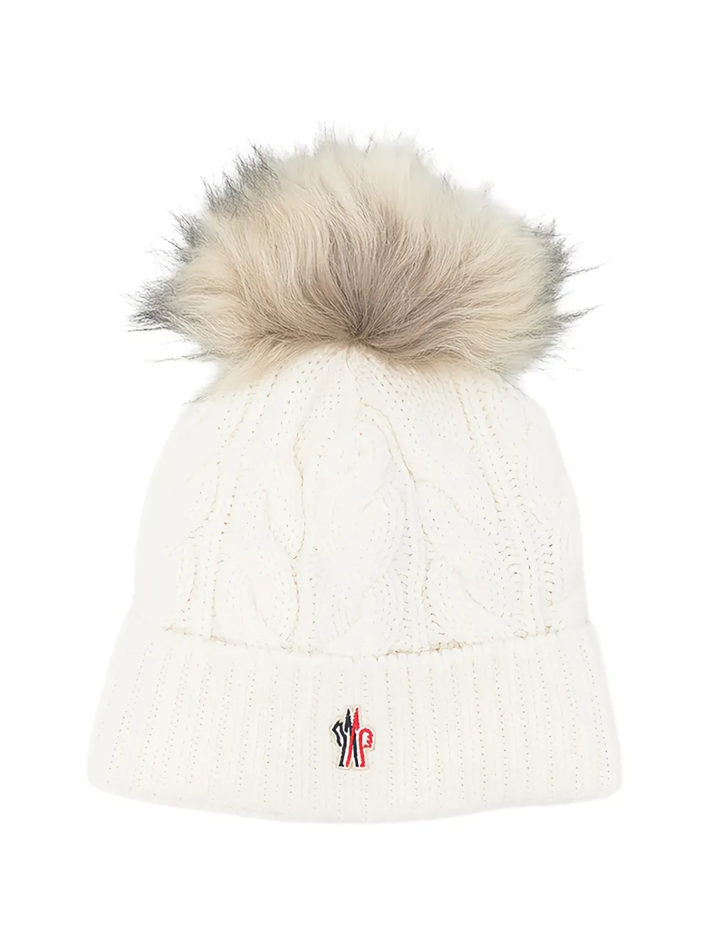 Moncler Grenoble cable-knit pompom beanie hat Bruin