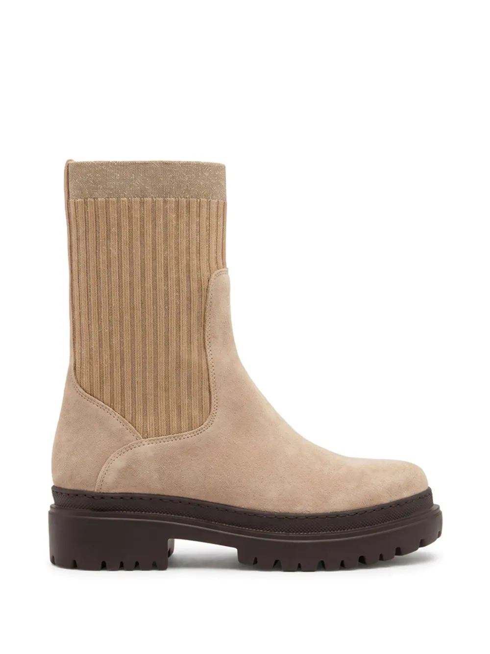 Peserico Ribbed-knit Panelled Ankle Boots In Multi