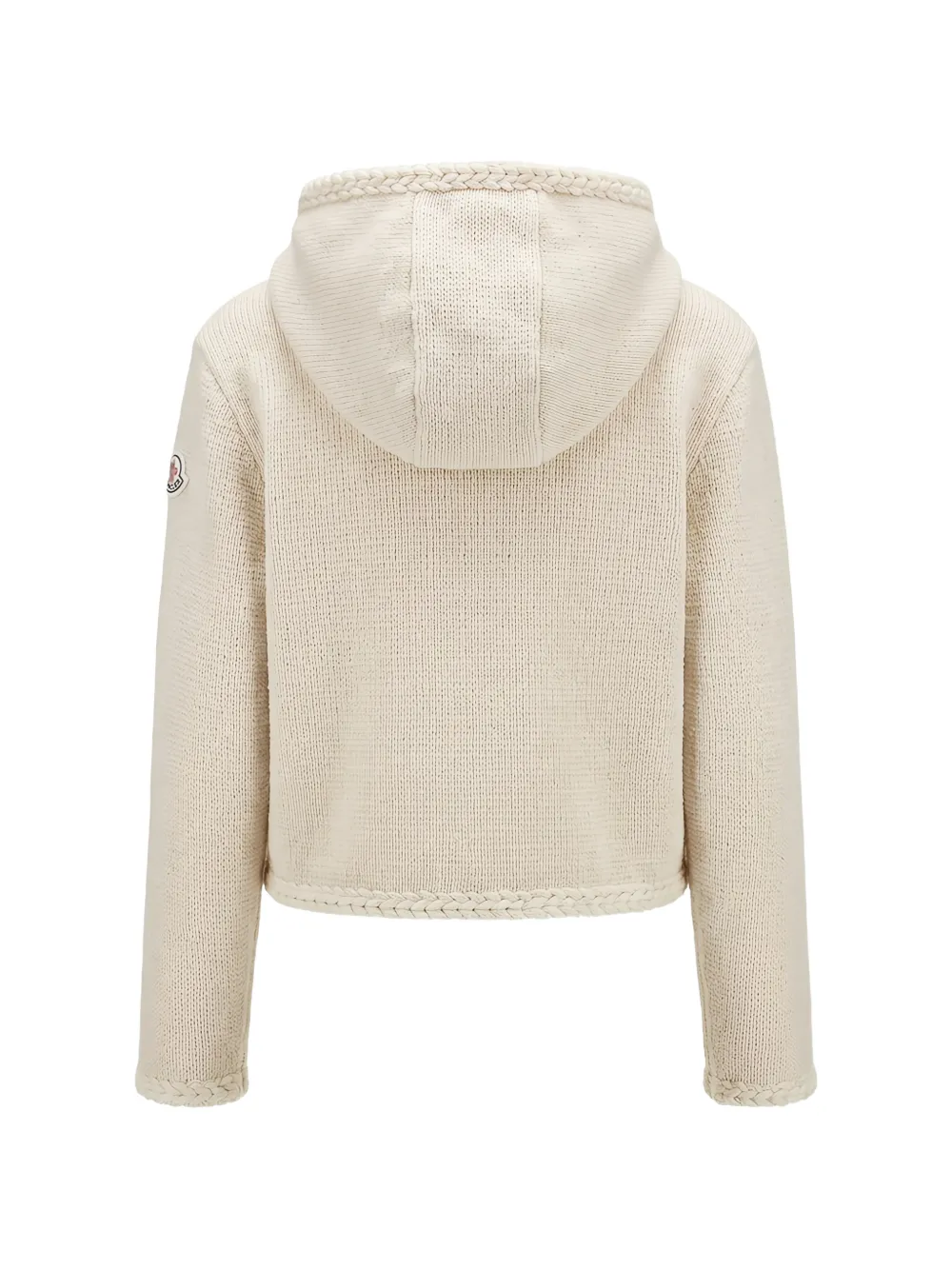 Moncler Waffle Honeycomb-knit Braided Hoodie in Neutrals, view 2