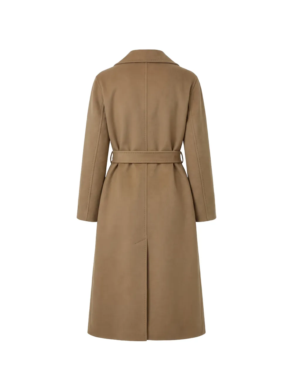 Max Mara Vilten jas met enkele rij knopen en ceintuur Beige