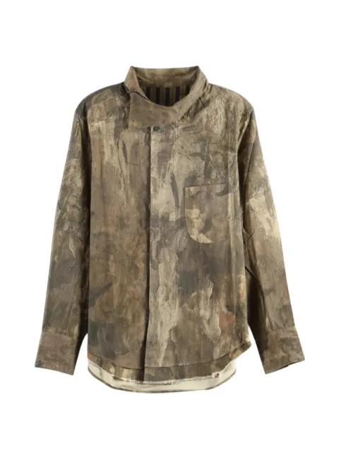 Ziggy Chen abstract-print layered-hem shirt