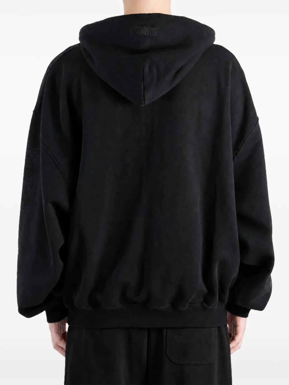 VETEMENTS Big Biker Cross logo-print zip-up hoodie Zwart
