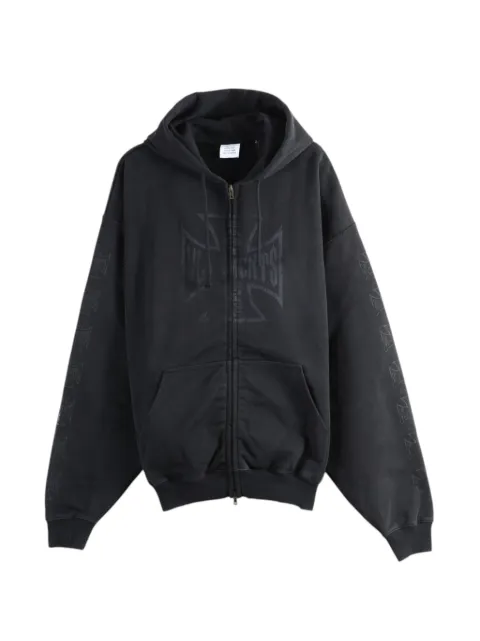 VETEMENTS Big Biker Cross logo-print zip-up hoodie