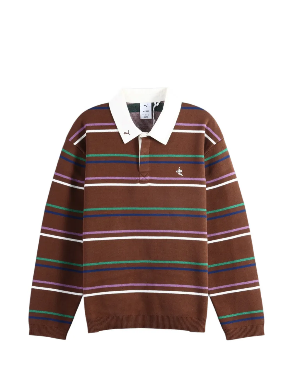 PUMA striped long-sleeve polo shirt - Braun