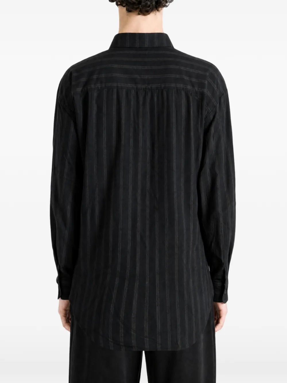 Ziggy Chen striped layered-effect shirt Zwart