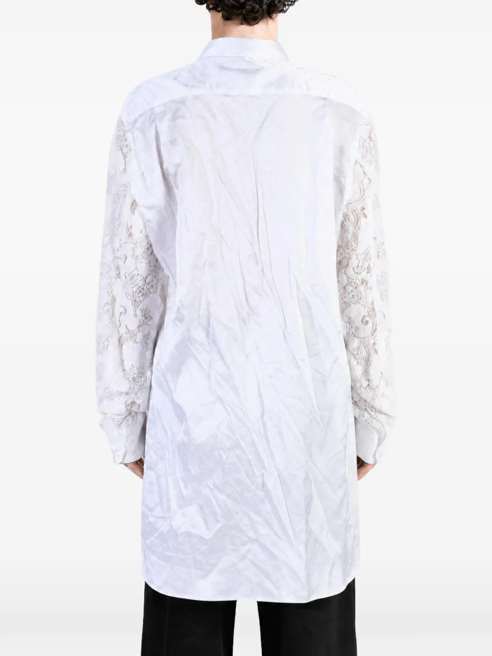 Comme des Garçons Homme Plus lace-sleeve button-up shirt Wit