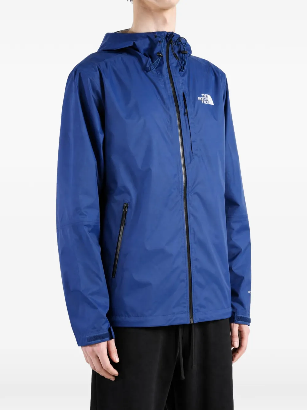 The North Face logo-print hooded jacket Blauw