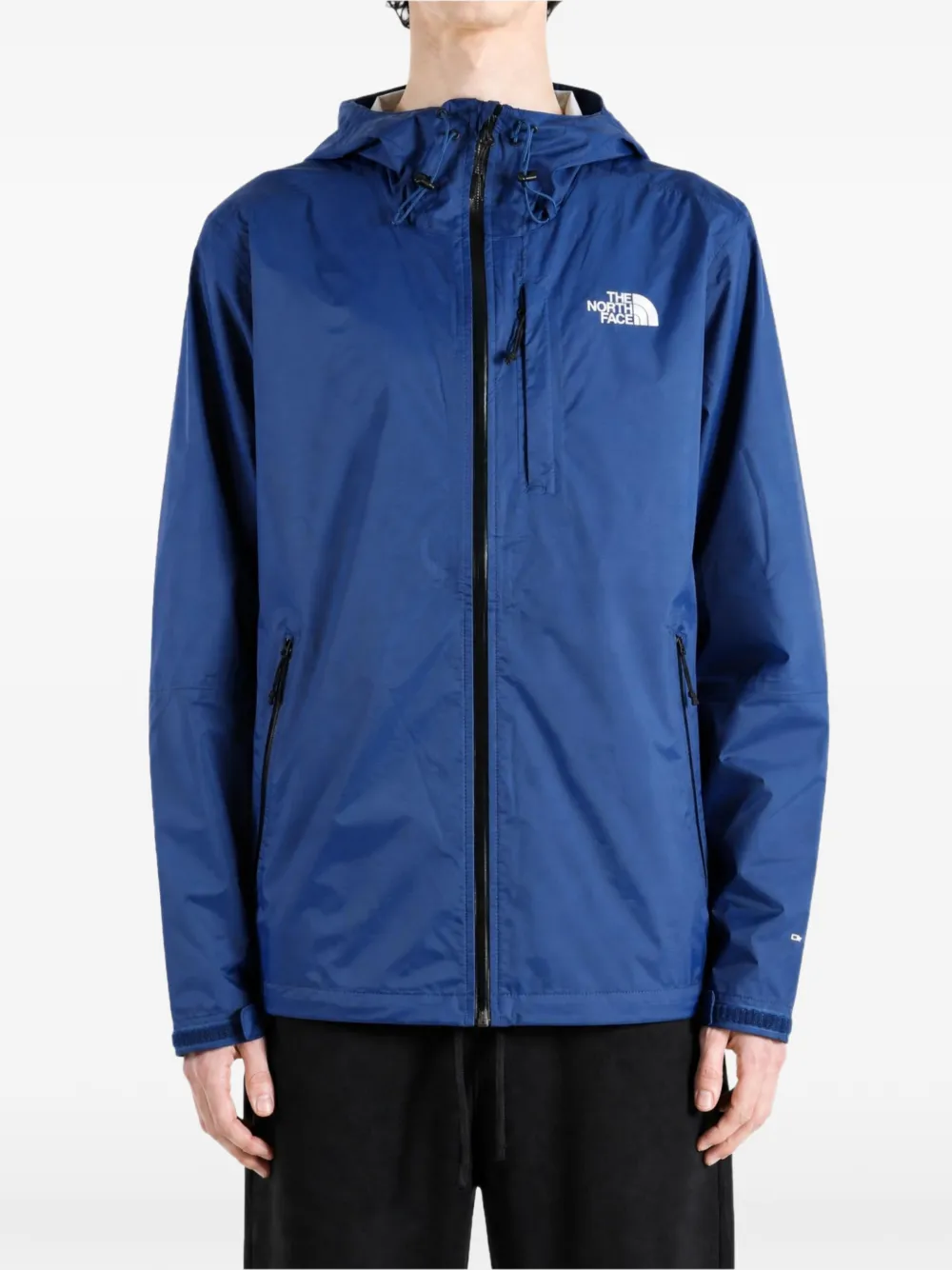 The North Face logo-print hooded jacket Blauw