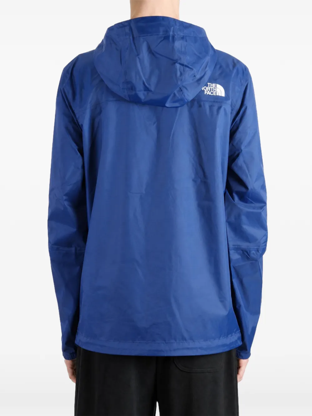 The North Face logo-print hooded jacket Blauw