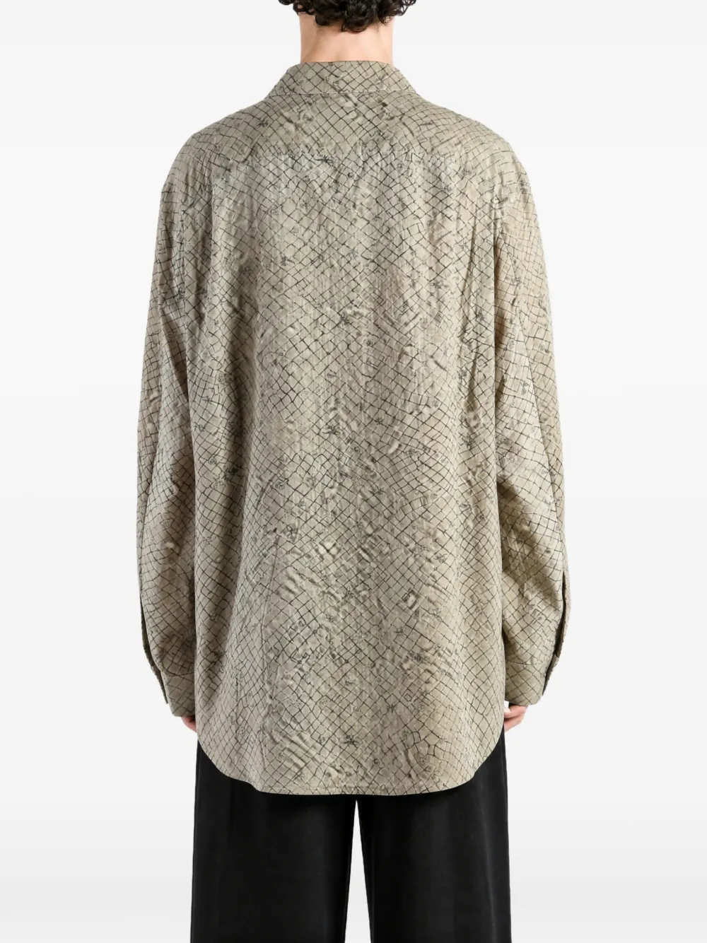 Ziggy Chen grid-pattern double-breasted shirt Beige