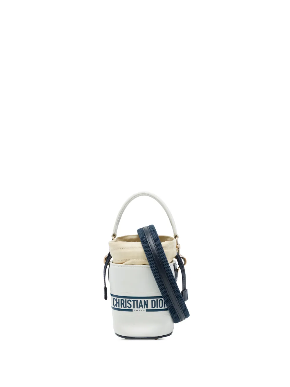 Christian Dior Pre-Owned mini sac seau Vibe en cuir de veau à lien de resserrage (2022) - Tons neutres Christian Dior Pre-Owned mini sac seau Vibe en cuir de veau à lien de resserrage (2022) - Tons neutres