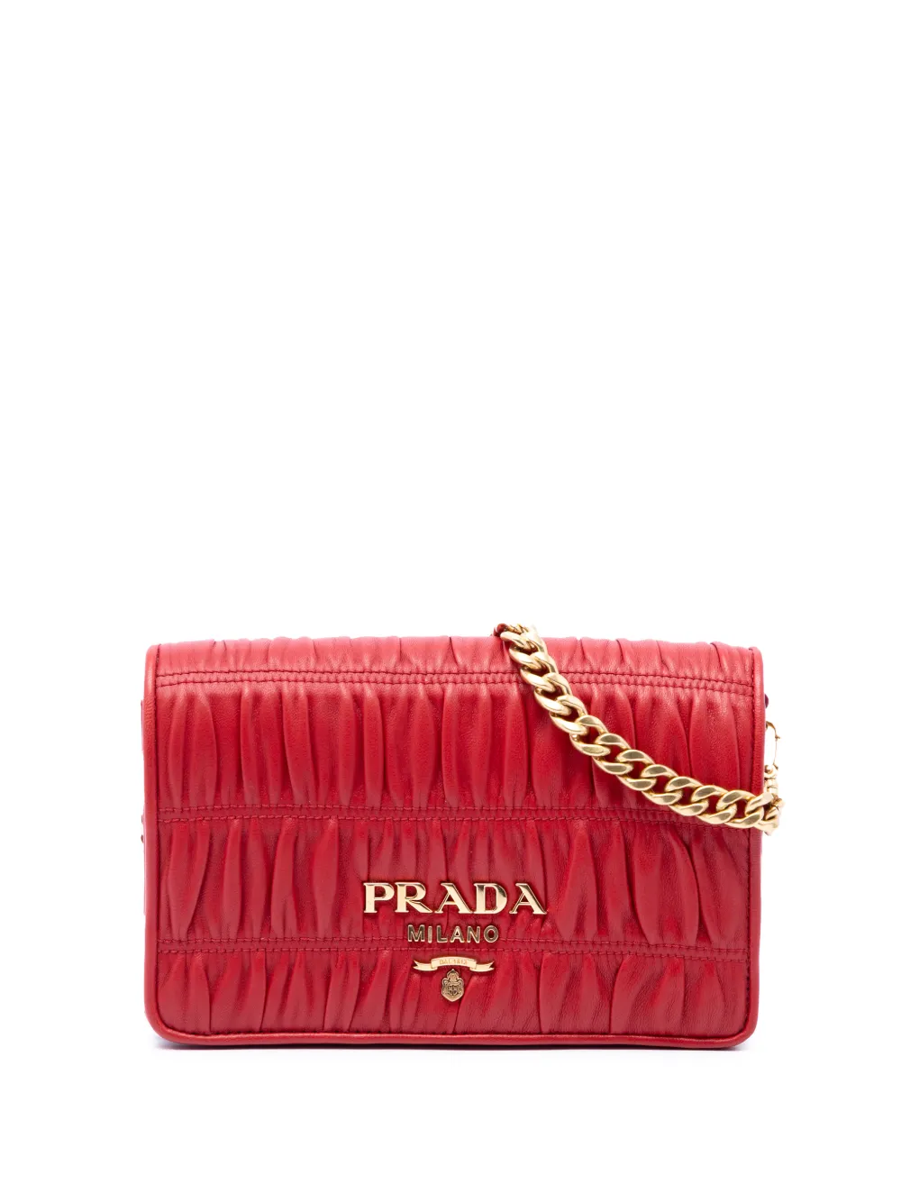 Prada Pre-Owned 2000-2013 Nappa Gaufre Chain Flap crossbody bag - Rot