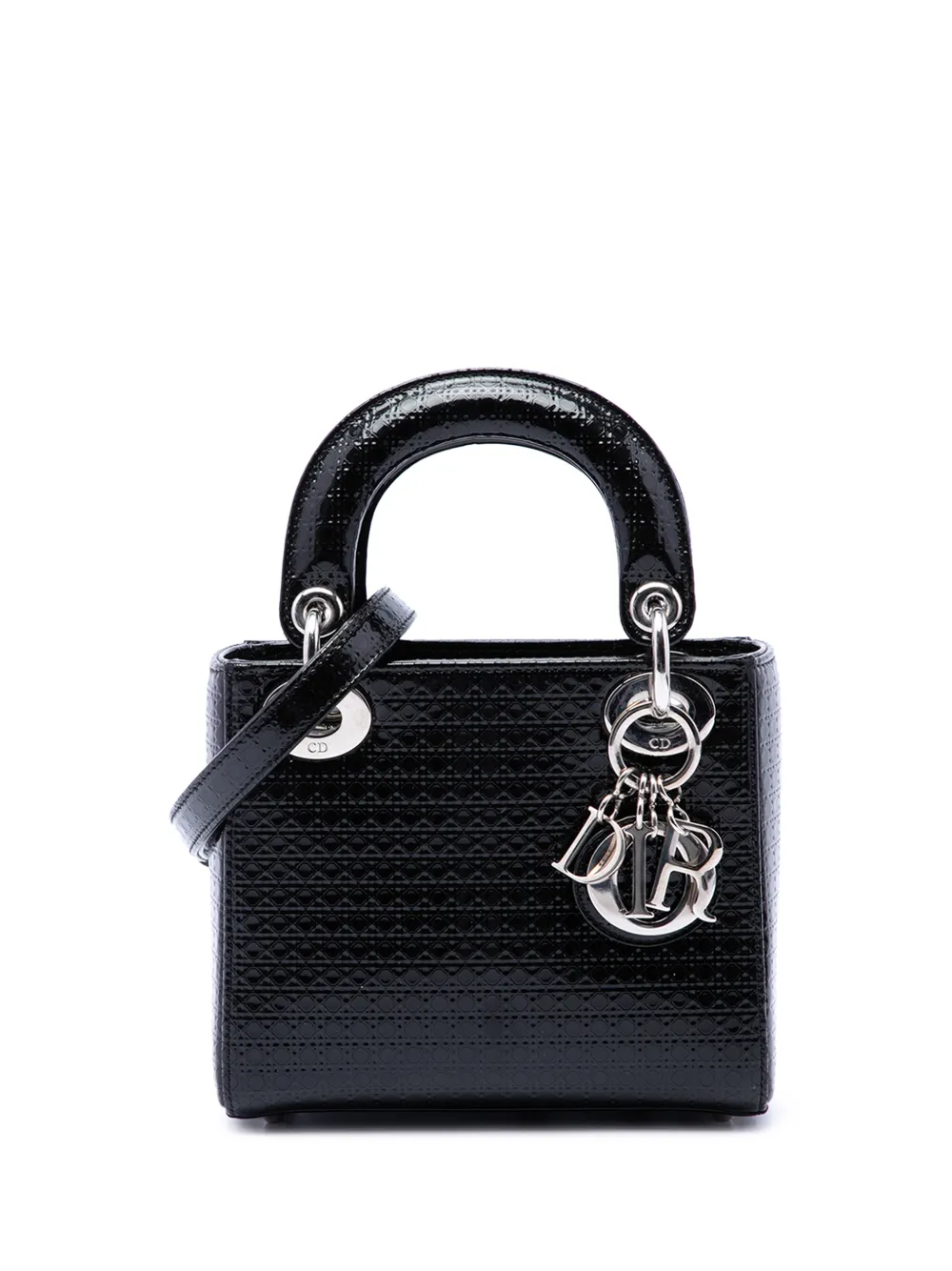 Christian Dior Pre-Owned 2016 Mini Metallic Patent Microcannage Lady Dior satchel - Schwarz