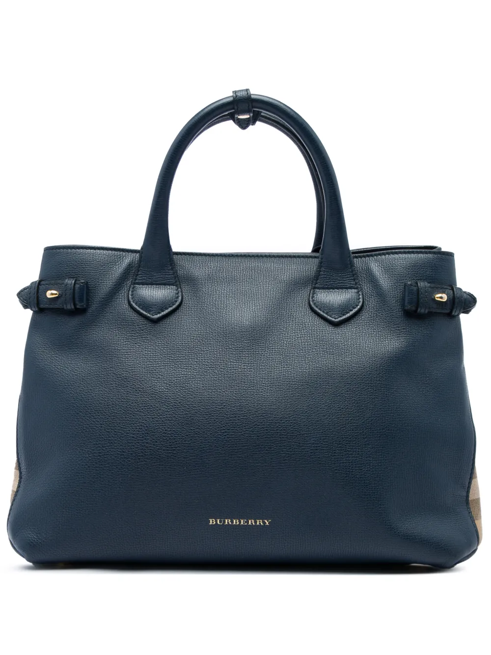 Burberry Pre-Owned 2000-2017 Medium Leather and House Check Banner satchel - Blue