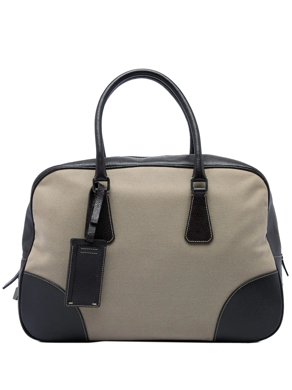 Prada Pre-Owned 2000-2013 Cinghiale Trimmed Canvas Canapa Bauletto Bag handbag - Toni neutri