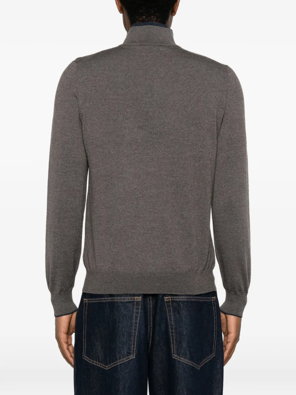 Gran Sasso Poloshirt met opstaande kraag kwartrits en lange mouwen Bruin