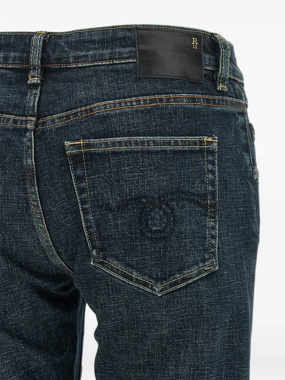 R13 Jeans met rafels en omgeslagen pijpen Blauw