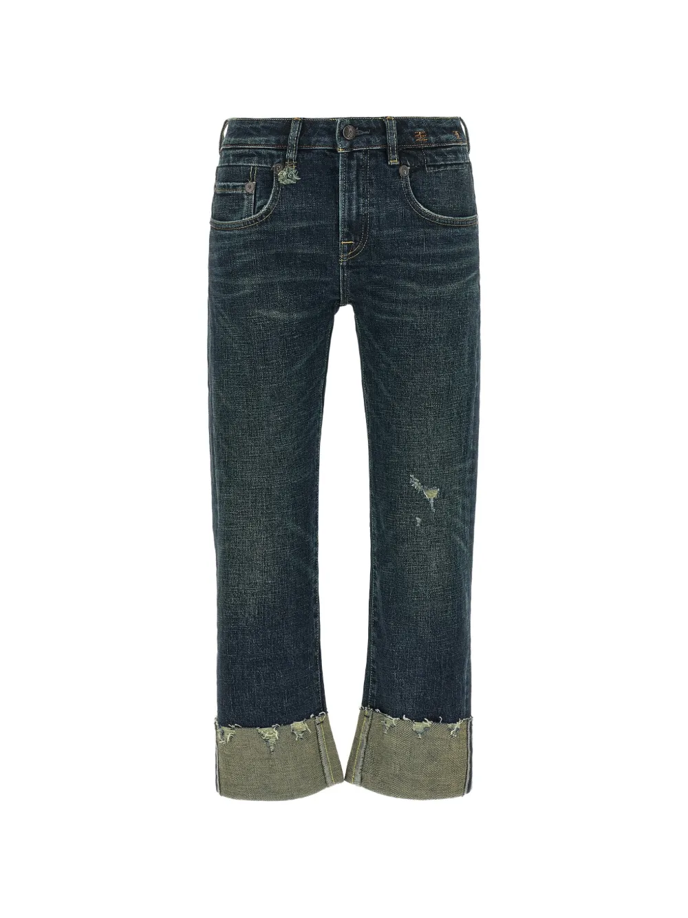 R13 turn-up frayed jeans - Blau