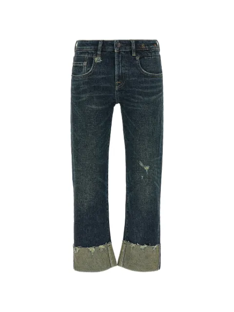 R13 turn-up frayed jeans