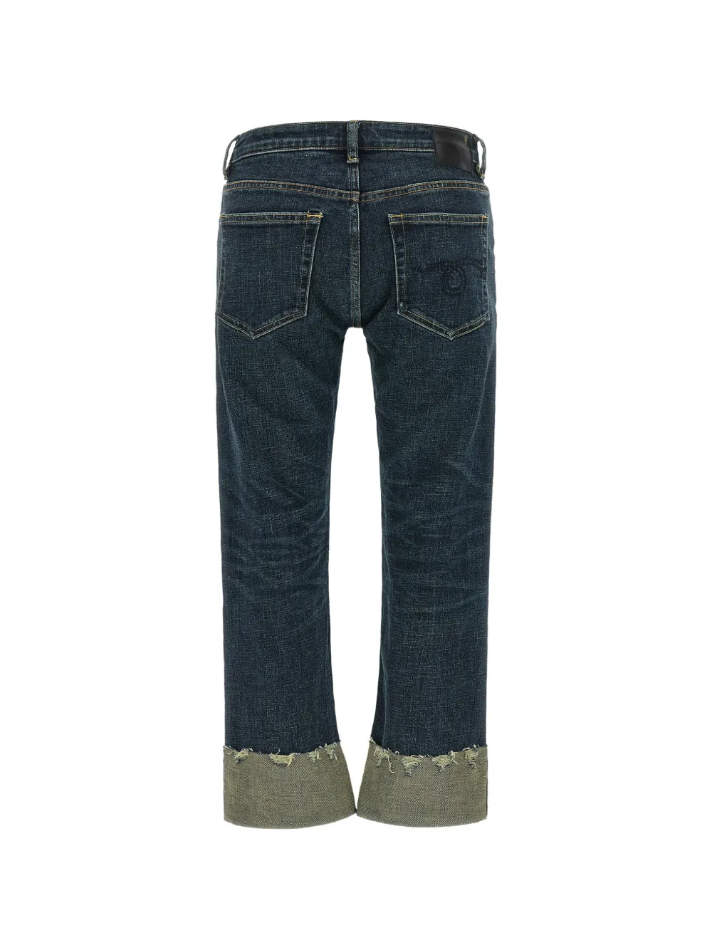 R13 Jeans met rafels en omgeslagen pijpen Blauw
