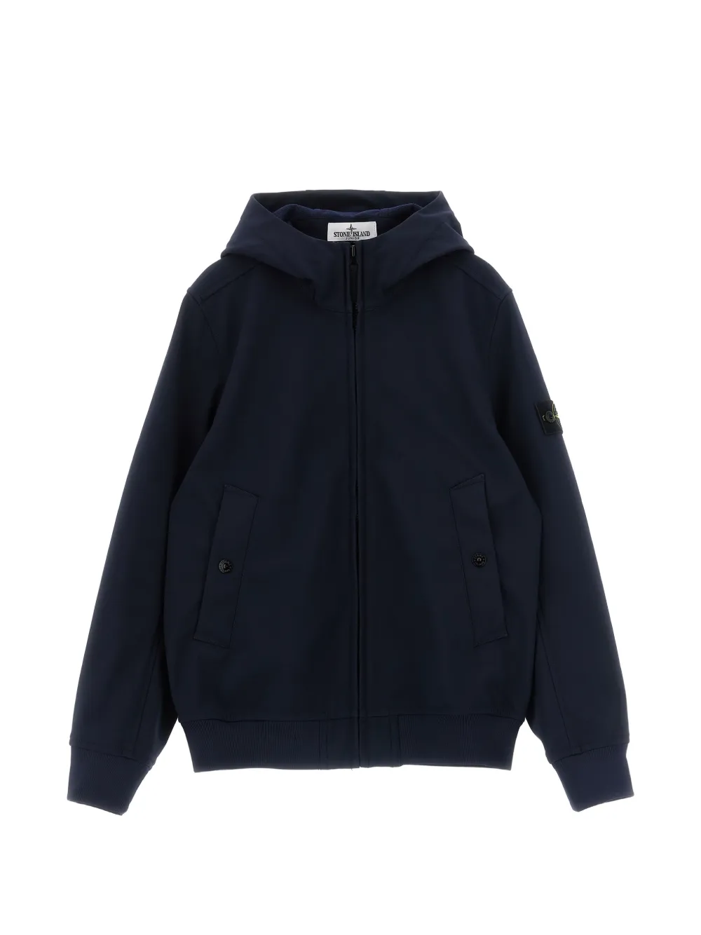 Stone Island Junior logo-patch hooded jacket - Blu