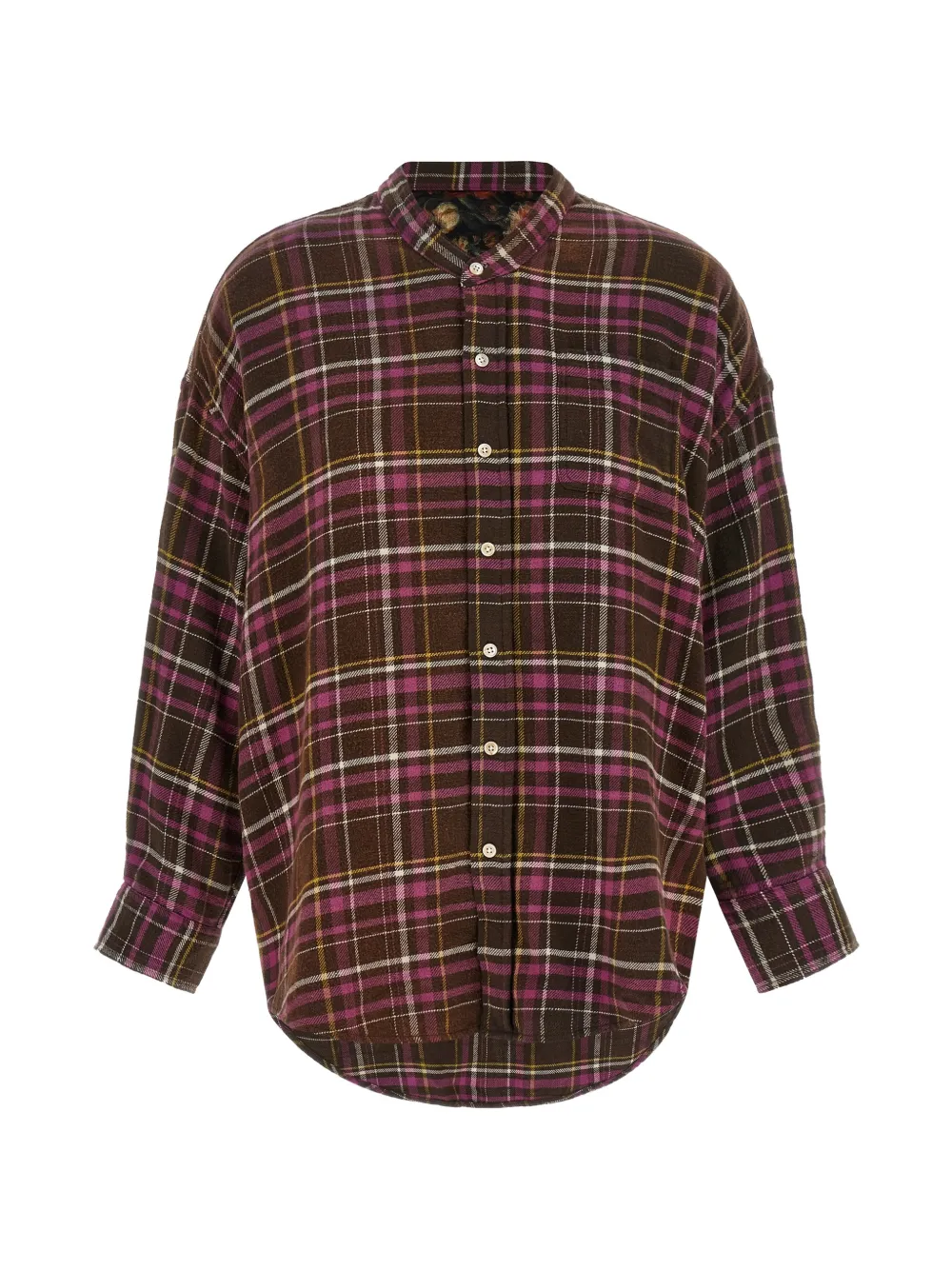 R13 tartan-print scarf-detail shirt - Marron R13 tartan-print scarf-detail shirt - Marron