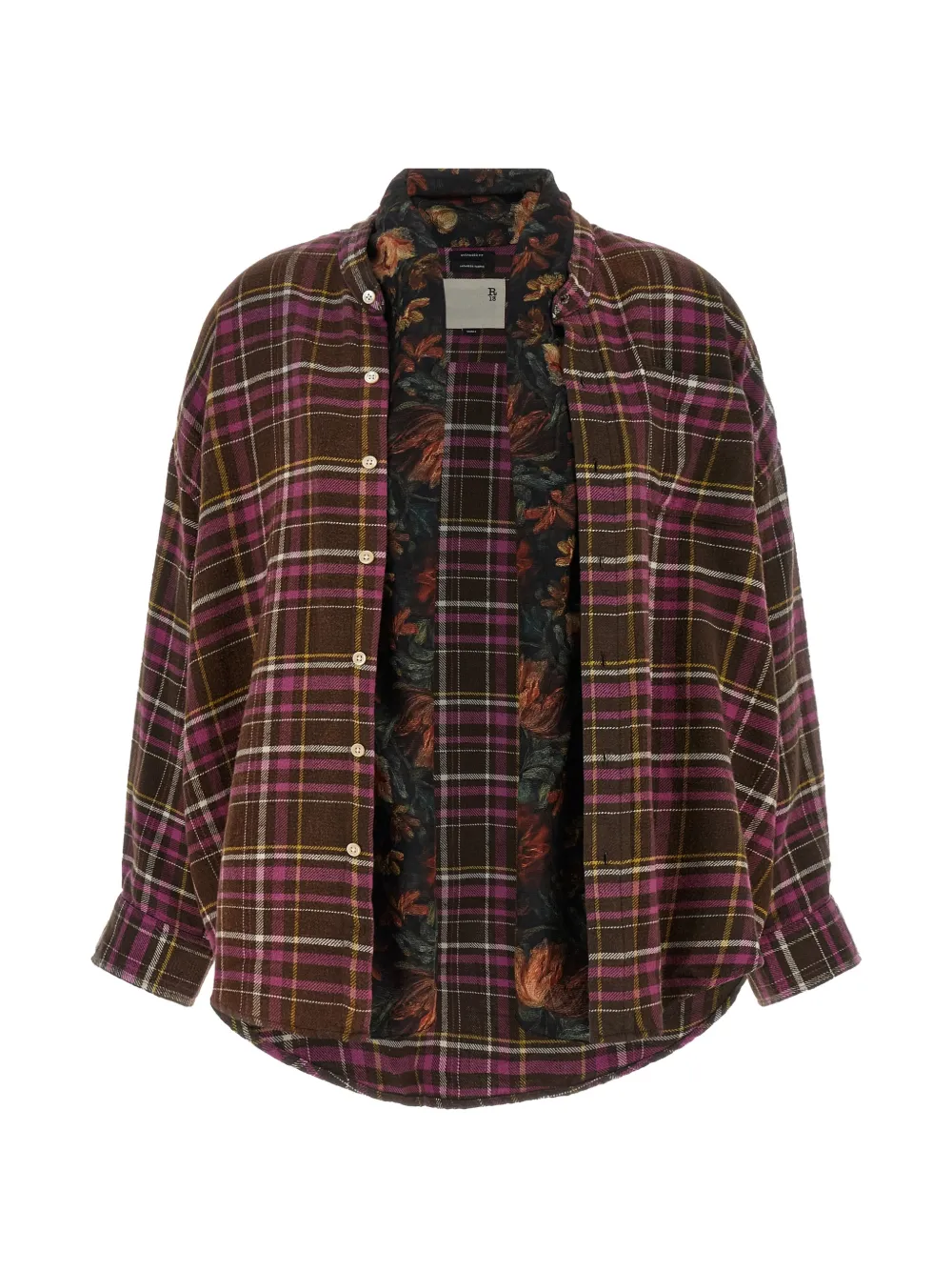R13 Blouse met tartan-print en sjaaldetail Bruin