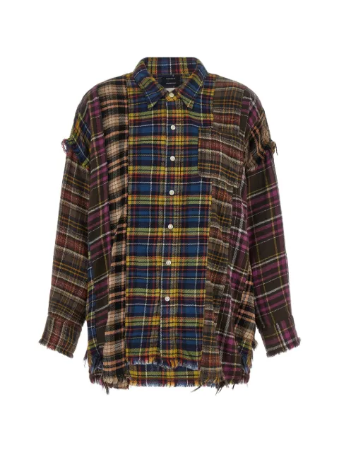 R13 Spliced frayed-hem patchwork shirt