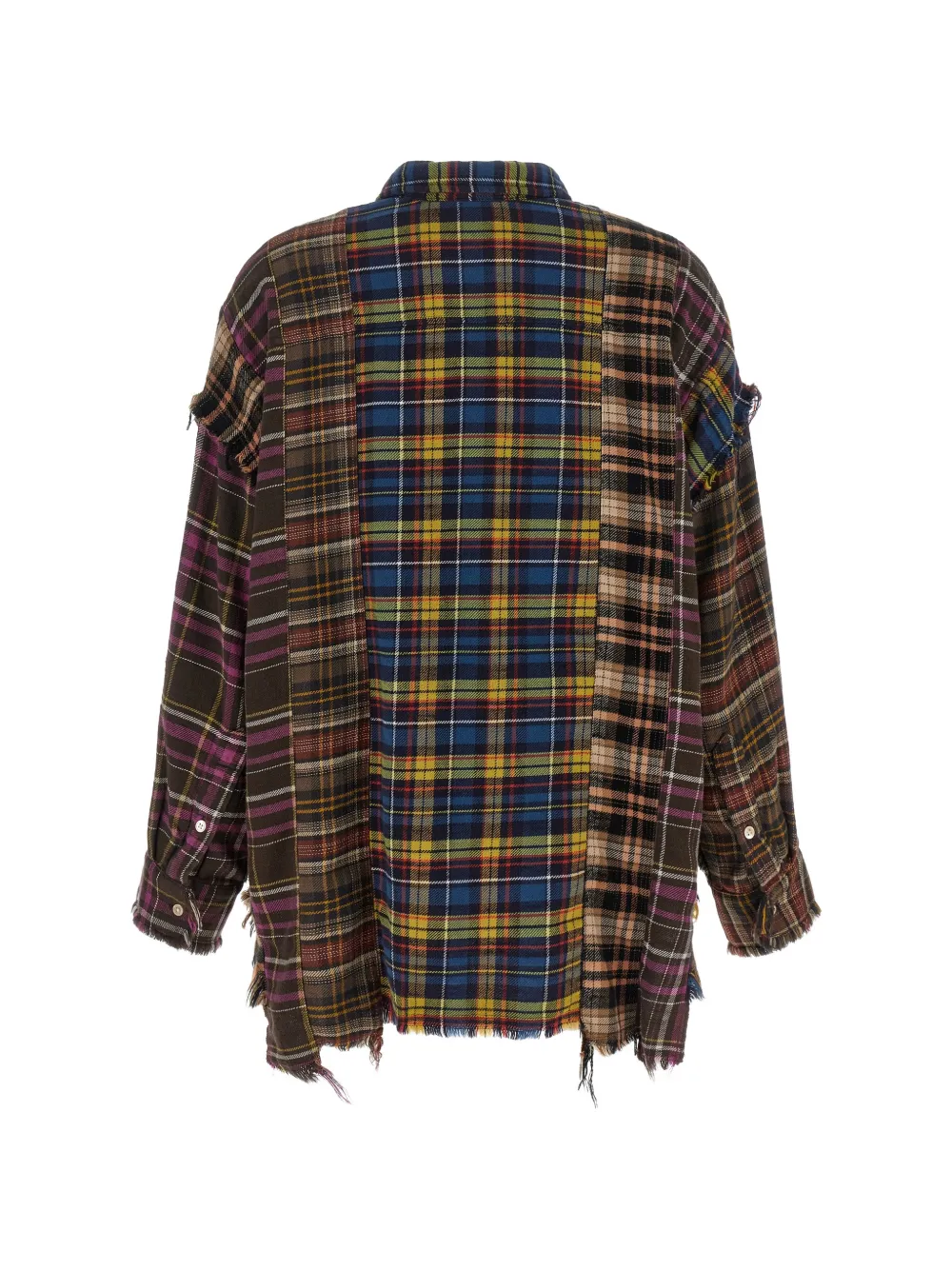 R13 Spliced Frayed-hem Patchwork Shirt in Blue, view 2