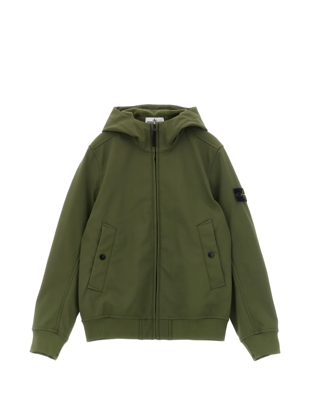 Stone Island Junior hooded logo-patch jacket - Verde