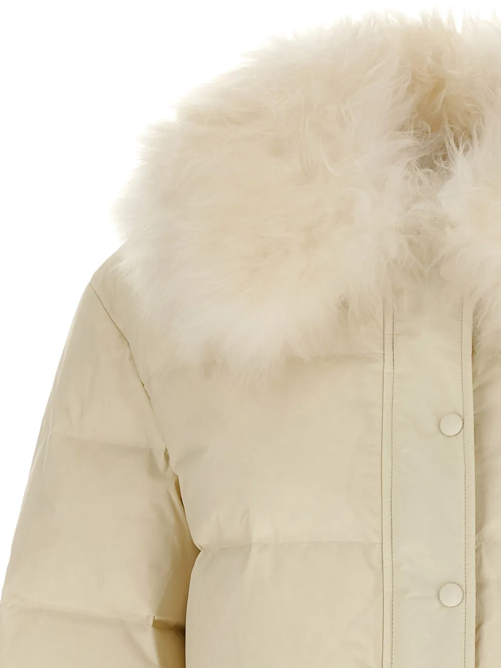 Army By Yves Salomon Gewatteerd jack met lamsbontkraag Beige