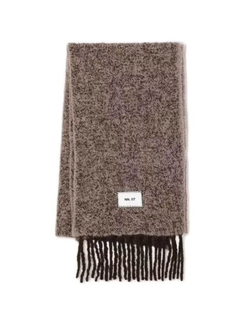 NN07 fringed logo-patch scarf